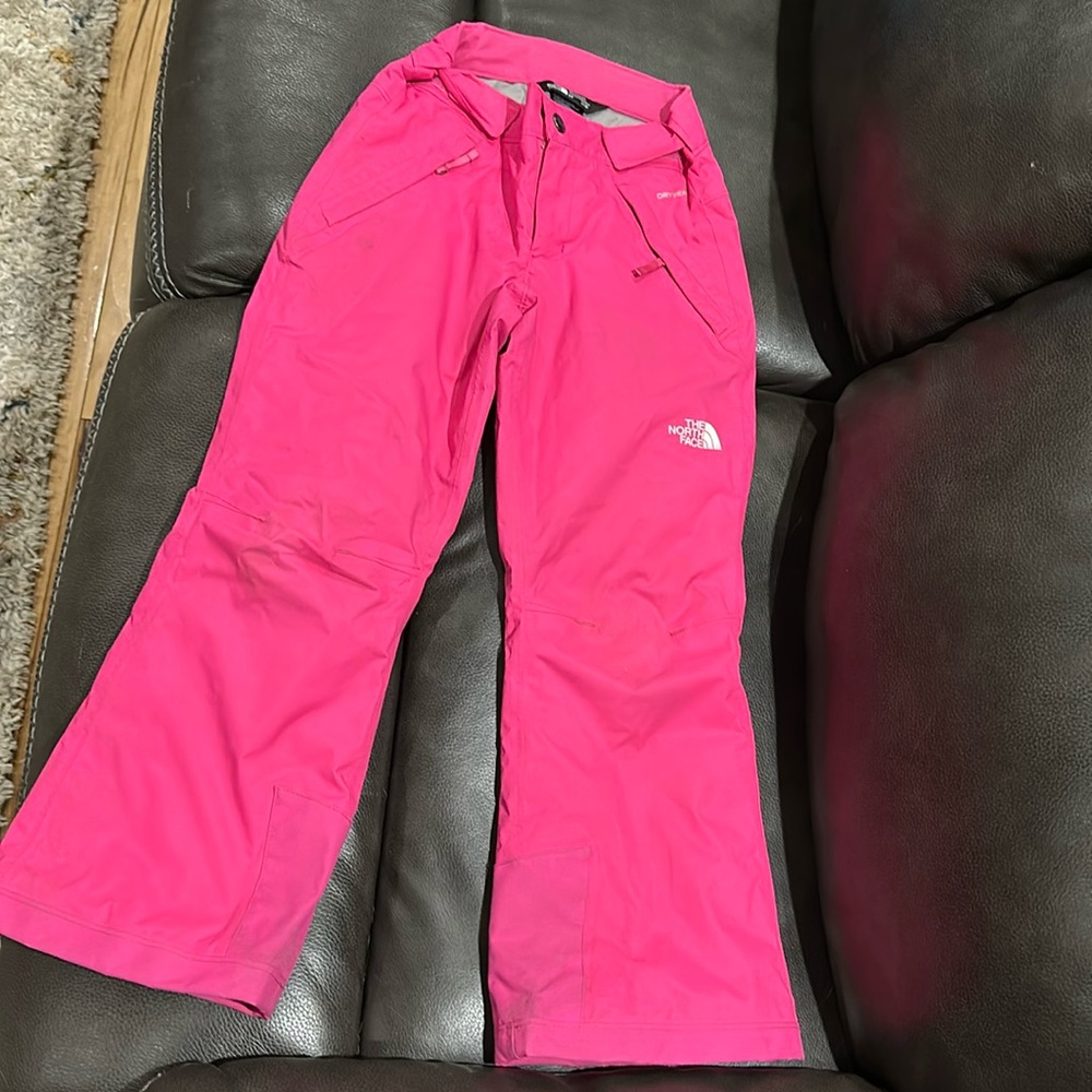 Youth North Face snow pants 7/8, pink